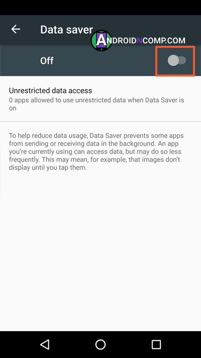Activating the data saving function